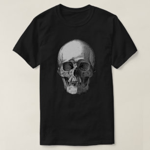 Camiseta Arte Negra e Branca do Crânio