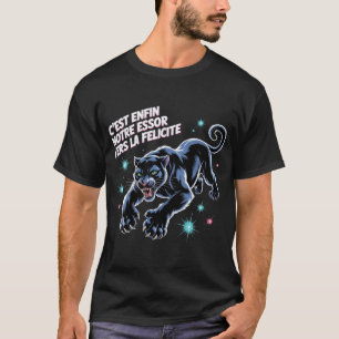 Camiseta Arte Neon Pantera Francesa Synthwave Predador Blis