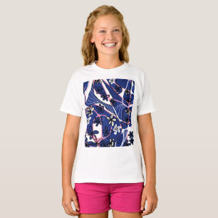 Camiseta Arte Neuro Floral Maximalista - Azul Rosa Branco
