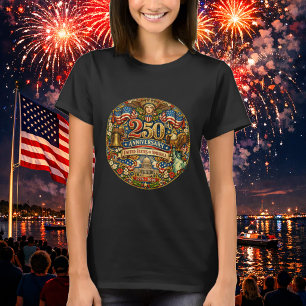 Camiseta Arte Nova Retro 250º Aniversário dos EUA Vintage
