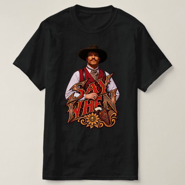 Camiseta Arte Ocidental Pistoleiro Velho Oeste Doc Holliday (Frente do Design)