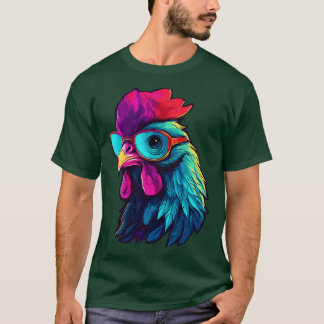 Camiseta Arte Óculos de sol Galinha Presente Frango Engraça