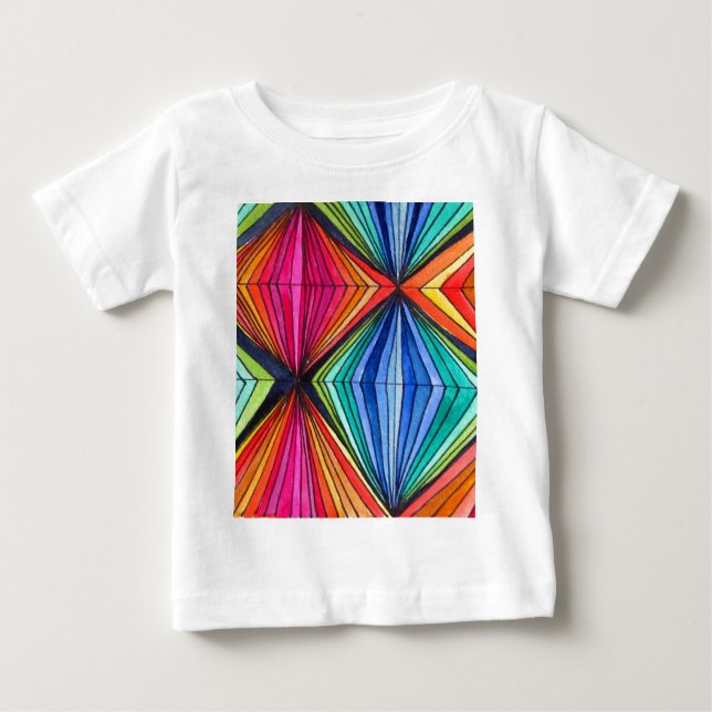 Camiseta Arte Óptica Geométrica do Arco-Íris (Frente)