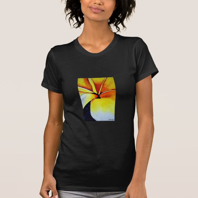 Camiseta Arte original da flor Amarelo Tropical (Frente)
