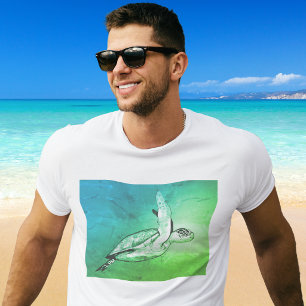 Camiseta Arte Original de Tartaruga Marinha