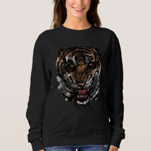 Camiseta Arte Ousada de Rosto de Tigre Feroz na Rua do Pred