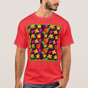 Camiseta Arte Padrão de Estrelas Coloridas Dinâmicas