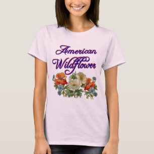 Camiseta Arte Patriótica de Flor Silvestre Americana