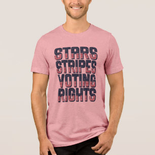 Camiseta Arte Patriótica Direitos de Voto Listras Estrelas