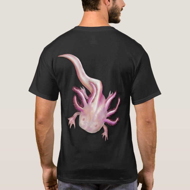 Camiseta Arte "Peixe Andando" do Axolotl Branco (Verso)