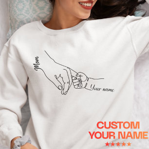 Camiseta Arte Personalizada da Linha da Mão de Mãe e Filho
