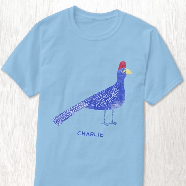 Camiseta Arte Personalizada De Aves De Cores-De-Água Difund (Fun personalized name Lady Ross Turaco bird art t-shirt)