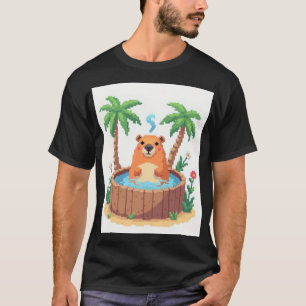 Camiseta Arte Pixel Capivara Banheira de Hidromassagem Banh