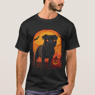 Camiseta Arte Pixel de Halloween Cachorro Preto com Olho Ve