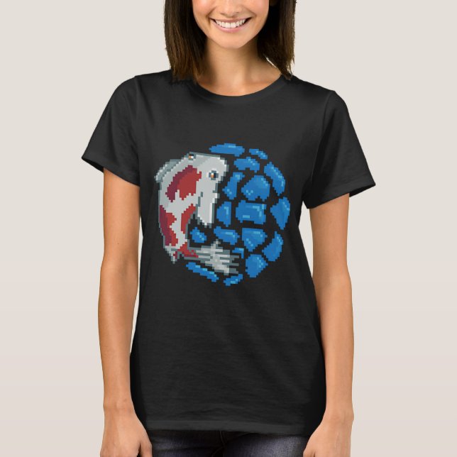 Camiseta Arte Pixel de Peixe Koi (Frente)