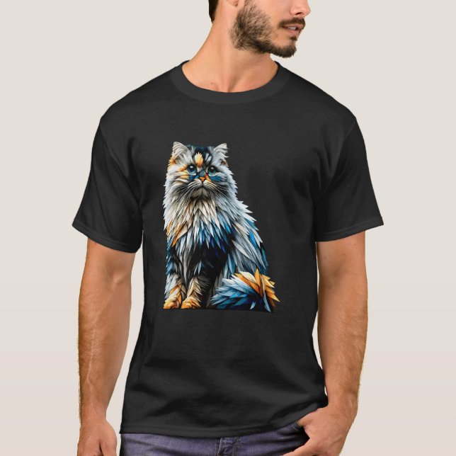 Camiseta Arte Poligonal Gato Persa Himalaio (Frente)