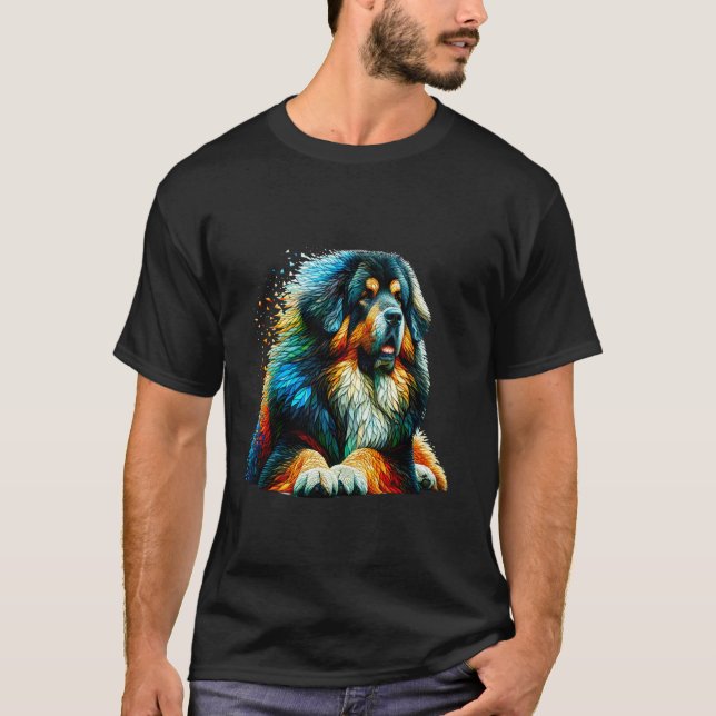 Camiseta Arte Poligonal Mastim Tibetano (Frente)