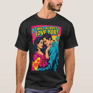 Camiseta Arte Pop Amor Romântico Azul Magenta Amarelo