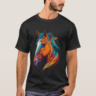Camiseta Arte pop colorida Cavalo Amante Engraçado Cavalos