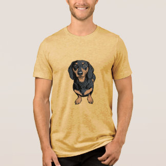 Camiseta Arte Pop Dachshund Preto e Marrom Cão Quadrinho Gr