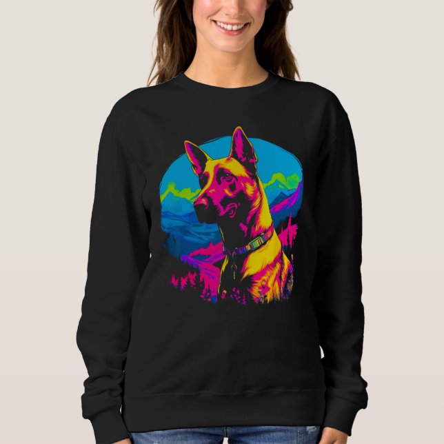 Camiseta Arte Pop de Cachorro Malinois Belga (Frente)