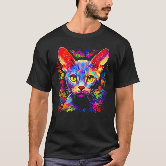 Camiseta Arte Pop de Gato Devon Rex (Frente)