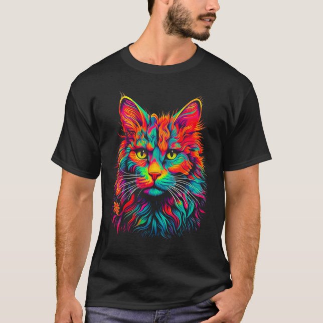 Camiseta Arte Pop de Gato Maine Coon (Frente)