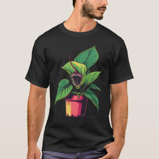 Camiseta Arte Pop de Planta Vibrante em Vaso