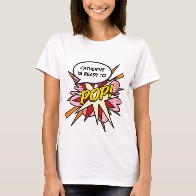 Camiseta Arte Pop de Quadrinhos Personalizada Pronta para E (Frente)