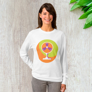 Camiseta Arte Pop de Verão com Ventilador Elétrico Colorido
