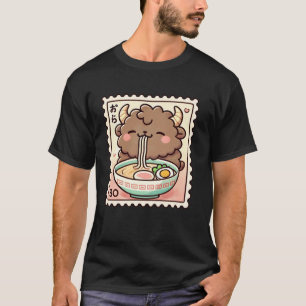 Camiseta Arte Pop Japonês Selo de Correio Macarrão Bison Fo