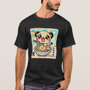 Camiseta Arte Pop Japonês Selo de Correio Macarrão Guepardo