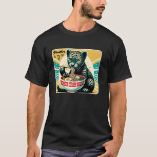 Camiseta Arte Pop Japonês Selo Postal Macarrão Pantera Láme