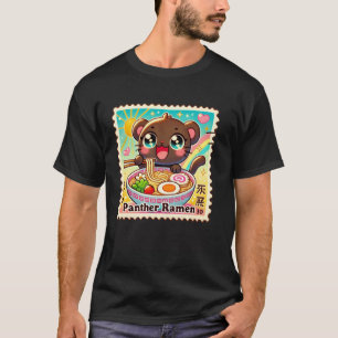 Camiseta Arte Pop Japonês Selo Postal Macarrão Pantera Láme