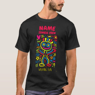 Camiseta Arte Pop Neon Personalizável de Zumbi   Halloween 