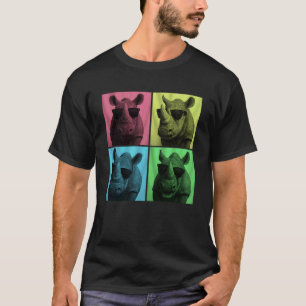 Camiseta Arte Pop Rinoceronte Divertido Amante de Animais d