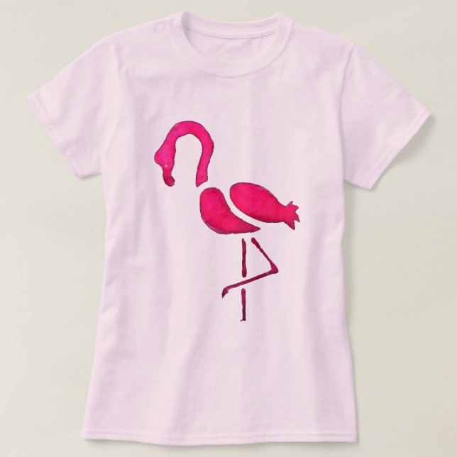 Camiseta Arte-pop única rosa flamingo (Frente do Design)