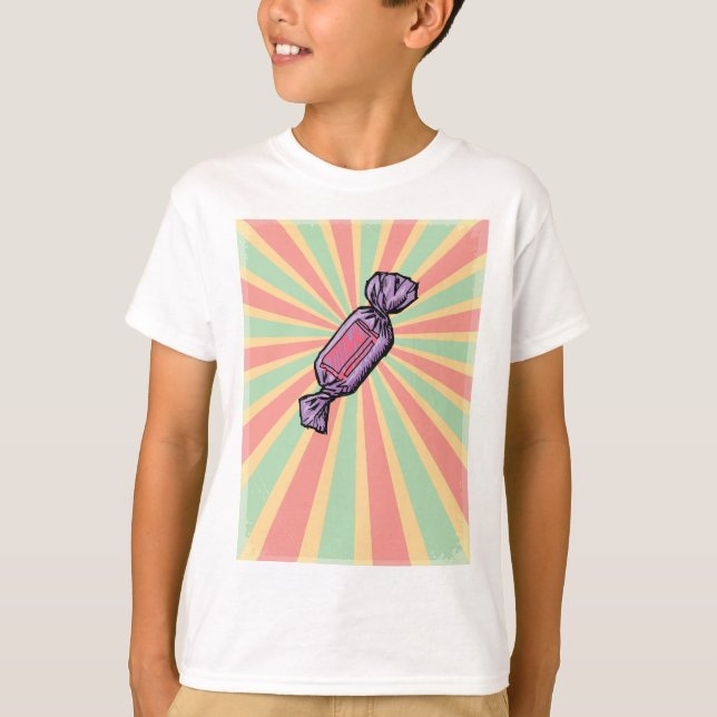 Camiseta Arte Pop Vintage de Bala Embrulhada (Frente)