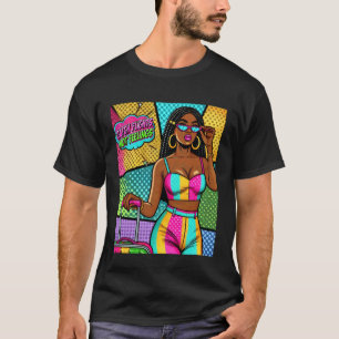 Camiseta Arte Pop Wow Mulher Melanina Pega Voos Não Sente