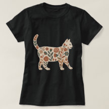 Arte Popular Desenho de Silhueta de Gato Floral