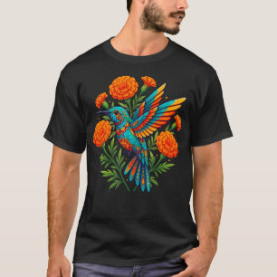 Camiseta Arte Popular Mexicano Beija-flor Flor Amante da Na