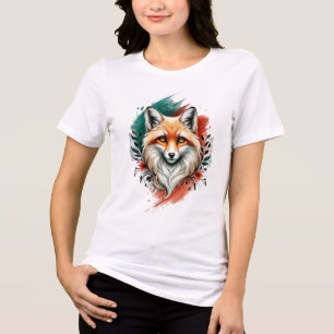 Camiseta Arte Por Aquarela - Raposa Mística Elegante