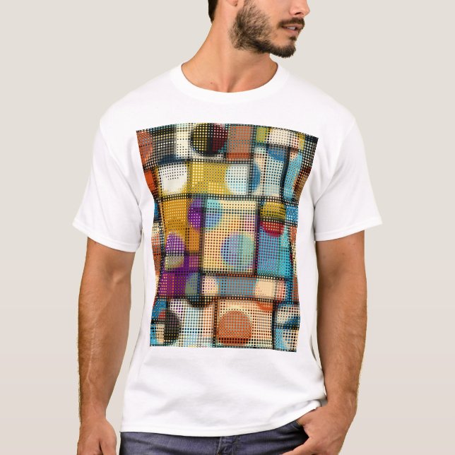 Camiseta Arte poxel baixa, padrão geométrico. (Frente)