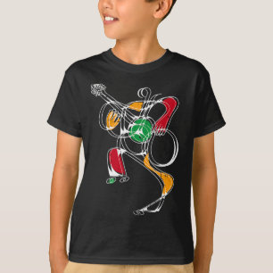 Camiseta Arte Preta do Leitor de Violão História Cores do M