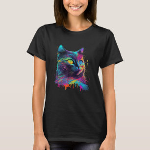 Camiseta Arte psicodélica de gato colorido, Adoção de gatos