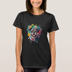 Camiseta Arte Pug Salpico Colorido Presente para Amantes de