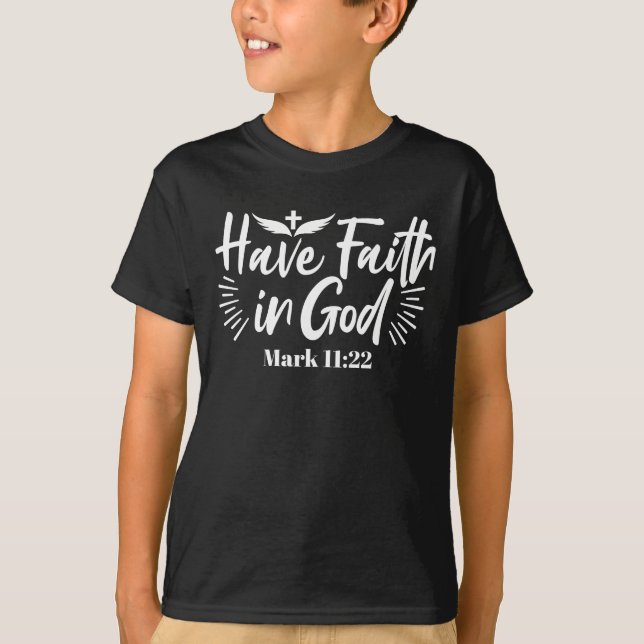 Camiseta Arte Religiosa: Tenha fé na Design das Escrituras  (Frente)