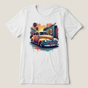 Camiseta Arte Retro Colorido de Carro Clássico Lowrider dos