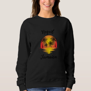 Camiseta Arte Retro Cool Negril Jamaica Refletindo o Pôr do