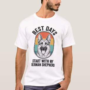 Camiseta Arte Retro do Pastor Alemão Design Vintage Amante